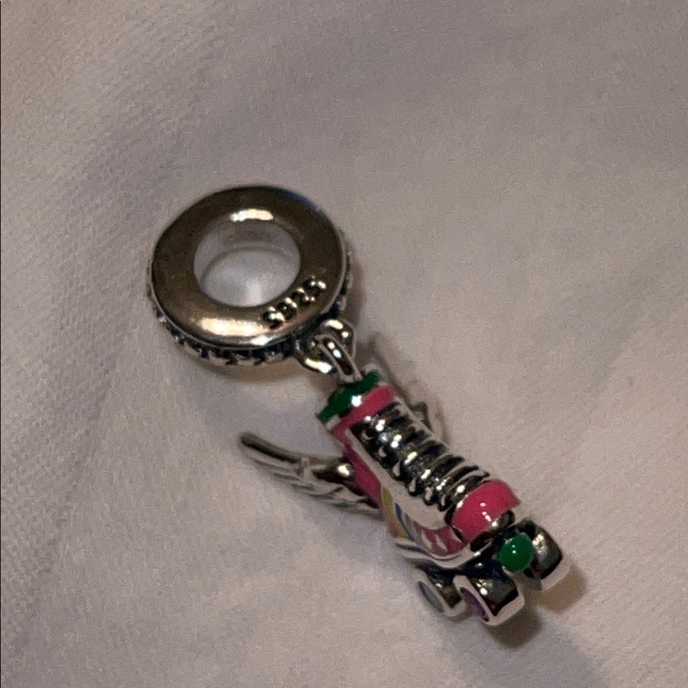 925 Sterling Silver Colorful Roller Skate Charm Pendant with Wings - Picture 12 of 14